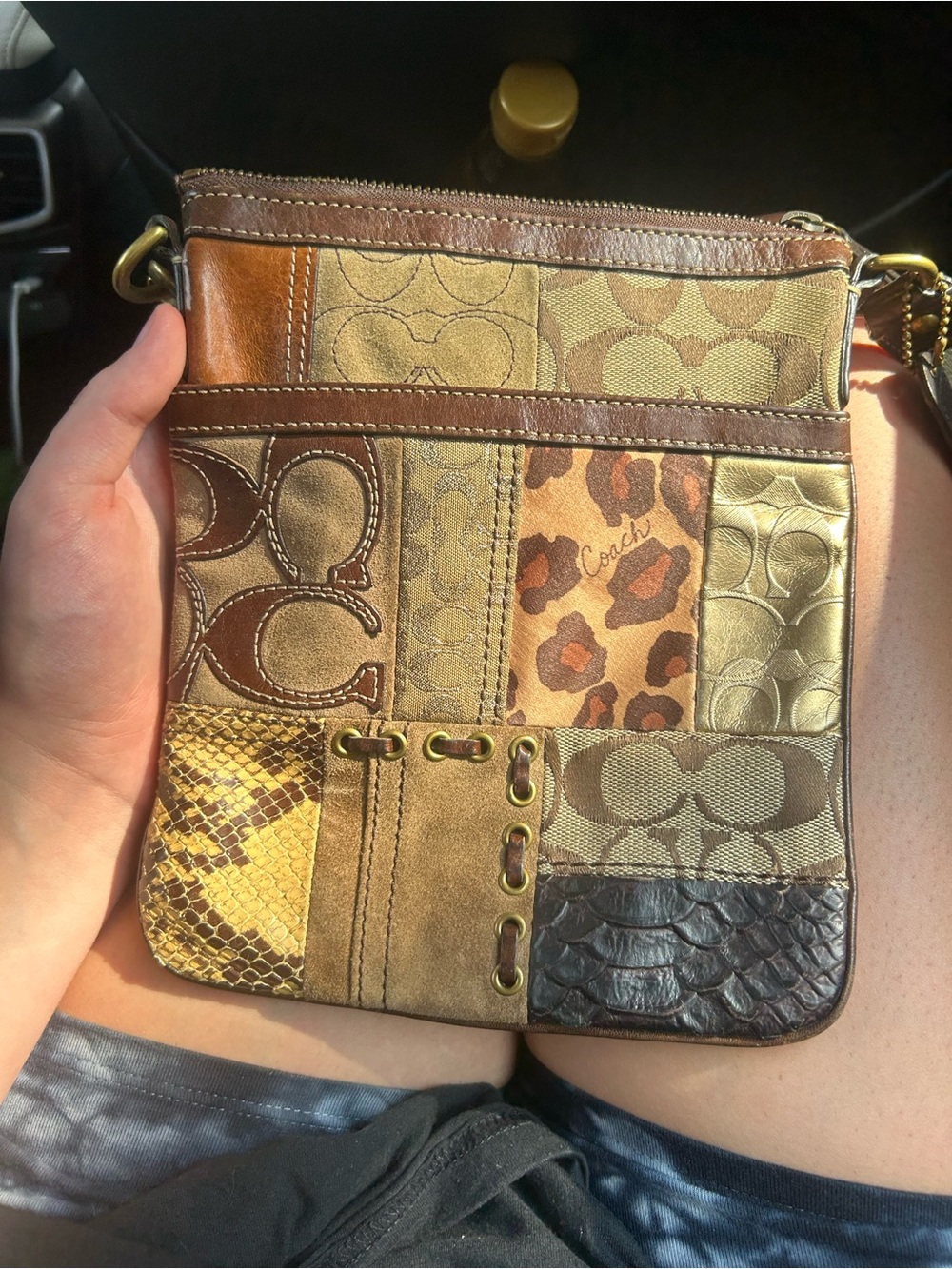 Vintage and Authentic Coach patchwork crossbody bag